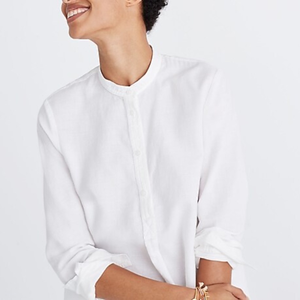 Madewell | Wellspring Cotton Gauzy Henley Button Placket Popover Top Tunic Shirt